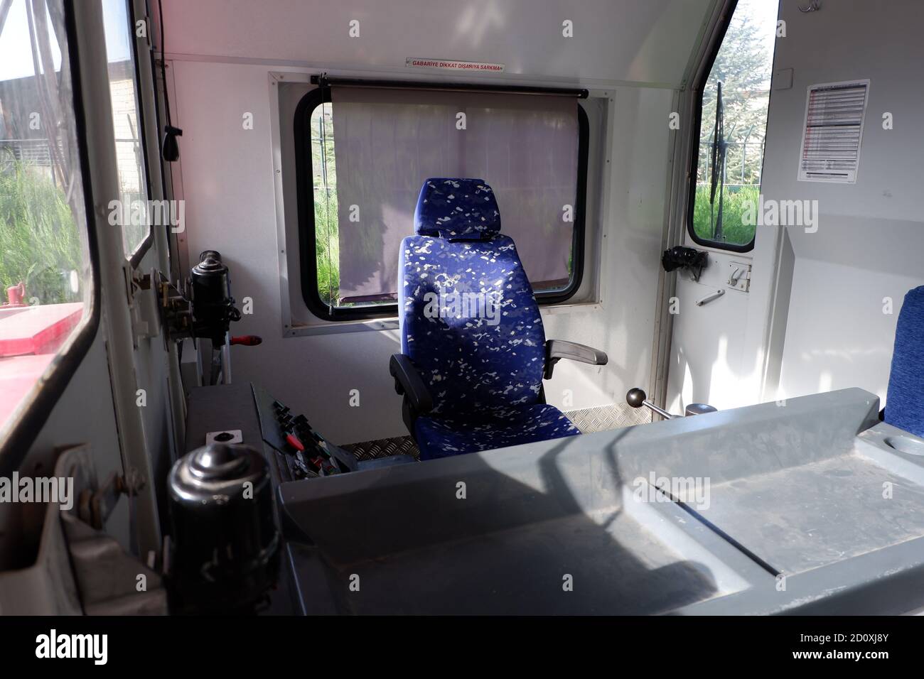 Cabina di locomotiva storica Foto Stock