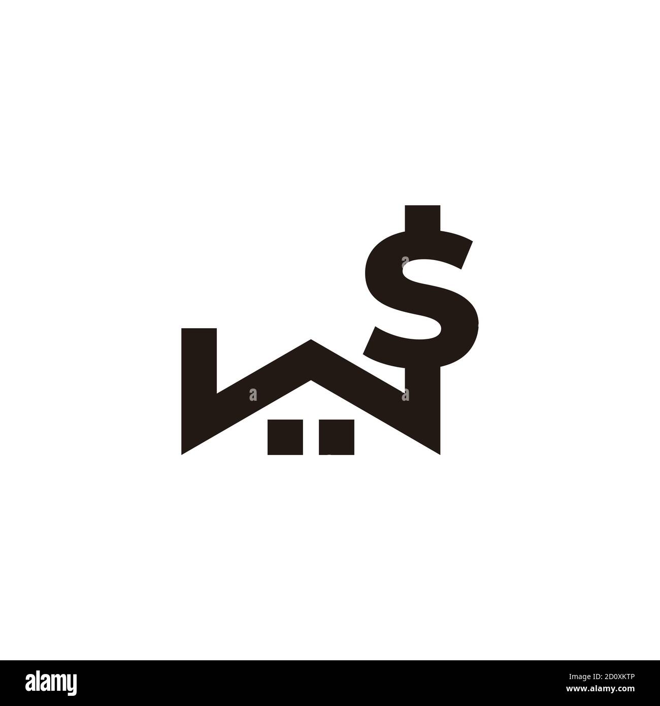 simbolo money simbolo forma del tetto vettore logo Illustrazione Vettoriale