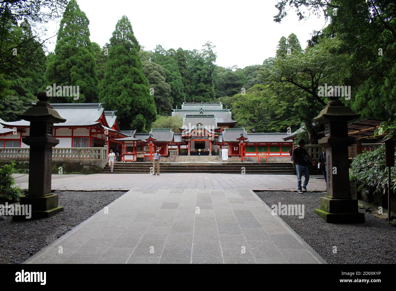 Tempio principale del Santuario di Kirishima Jingu a Kagoshima. Preso in agosto 2019. Foto Stock