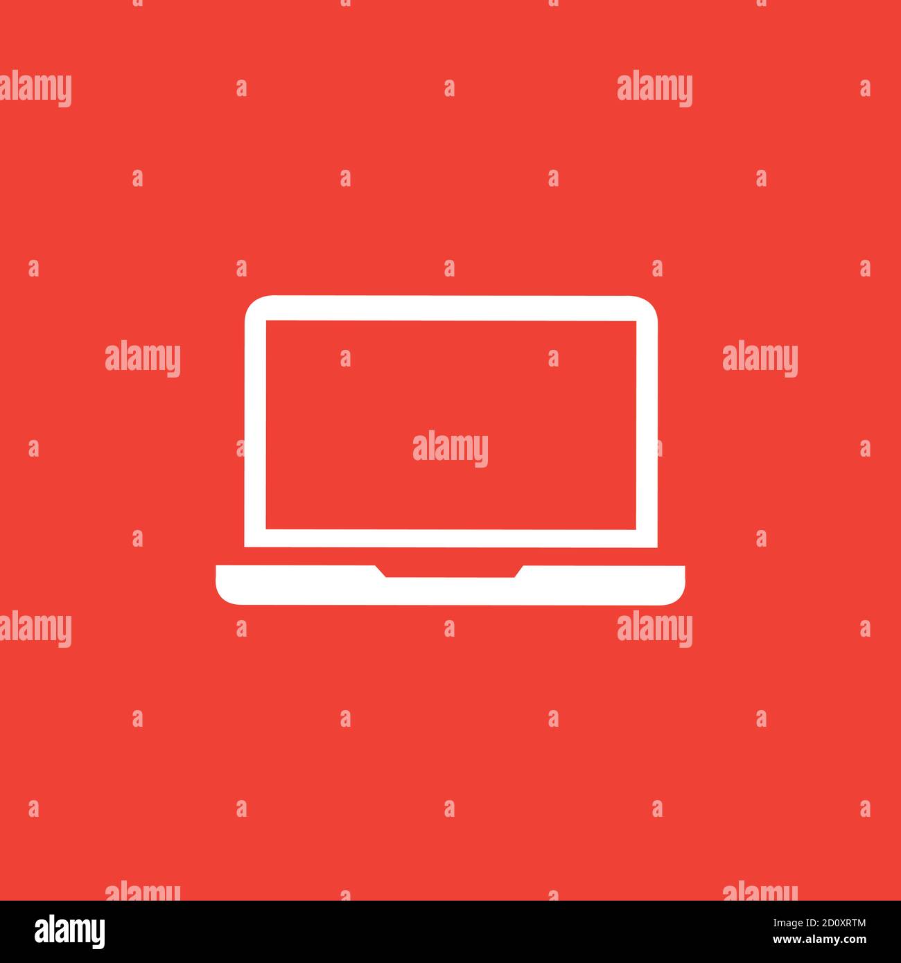 Icona laptop su sfondo rosso. Illustrazione di Red Flat Style Vector. Illustrazione Vettoriale