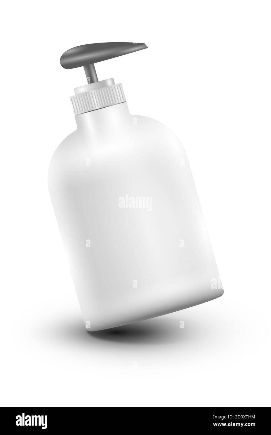 Flacone pompa bianco in plastica. illustrazione 3d Foto Stock