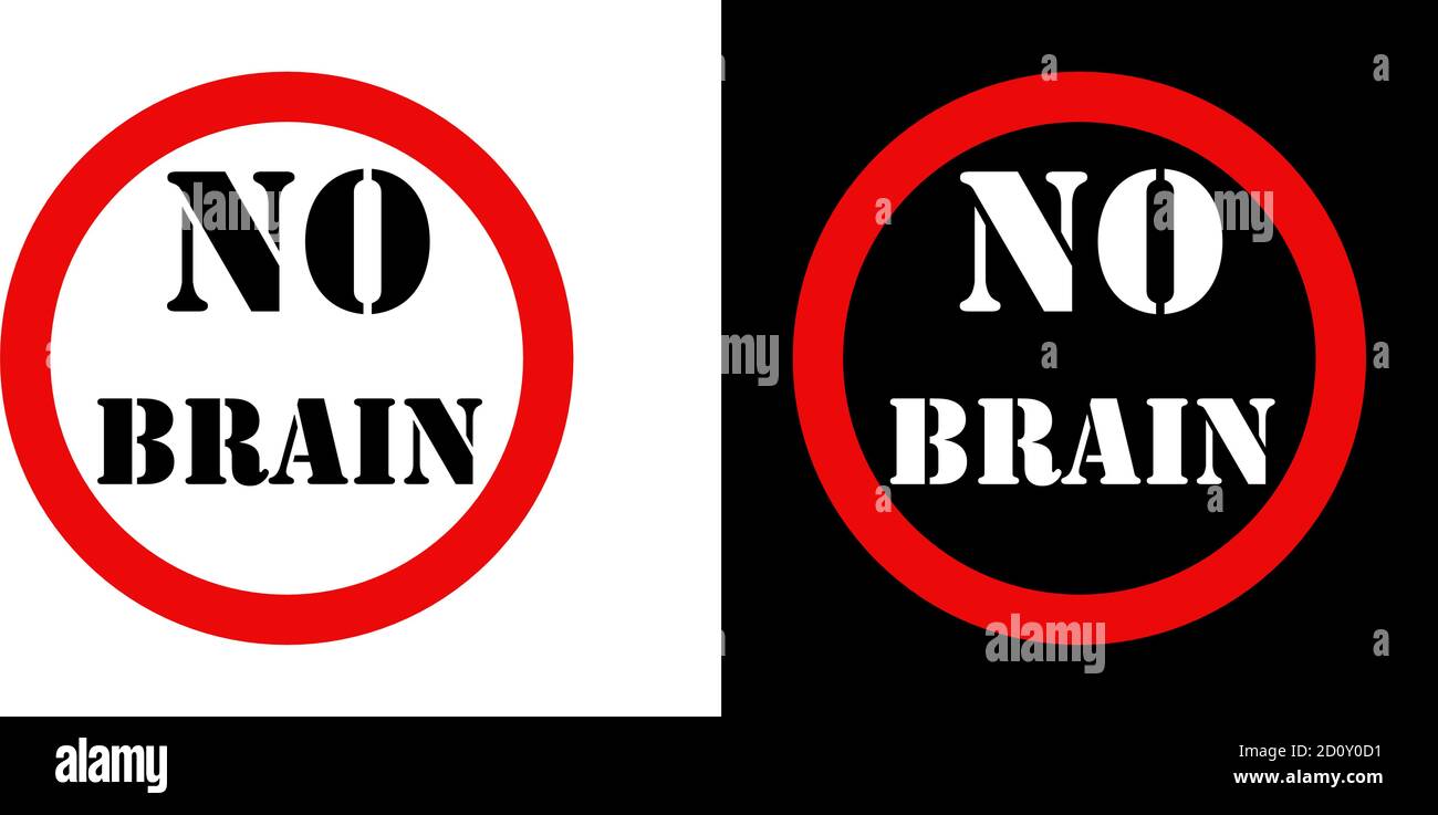 No Brain Attention Sign Set logo web Illustrazione Vettoriale