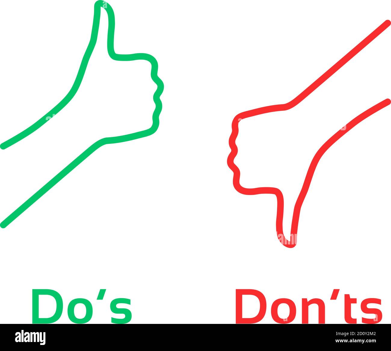 pollici su o giù come dos e donts Illustrazione Vettoriale