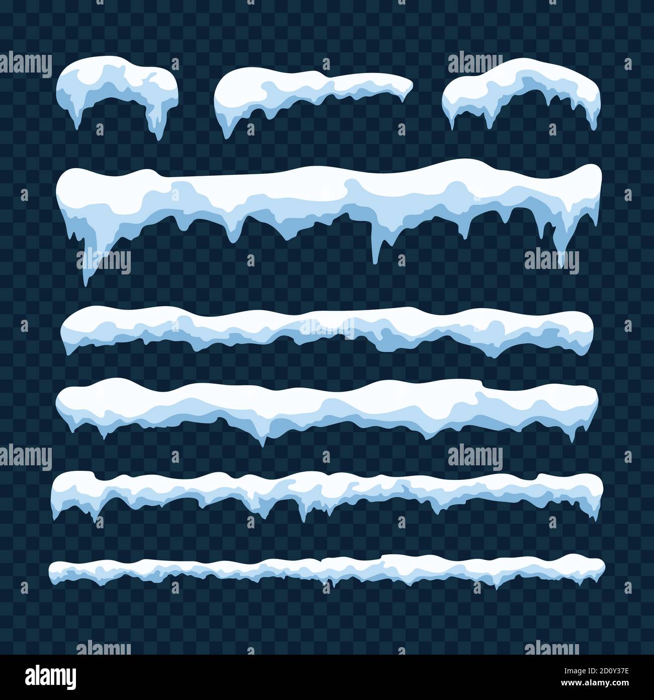 Set di cappellino da neve. Elemento di decorazione di Natale. Illustrazione vettoriale isolata su sfondo trasparente Illustrazione Vettoriale