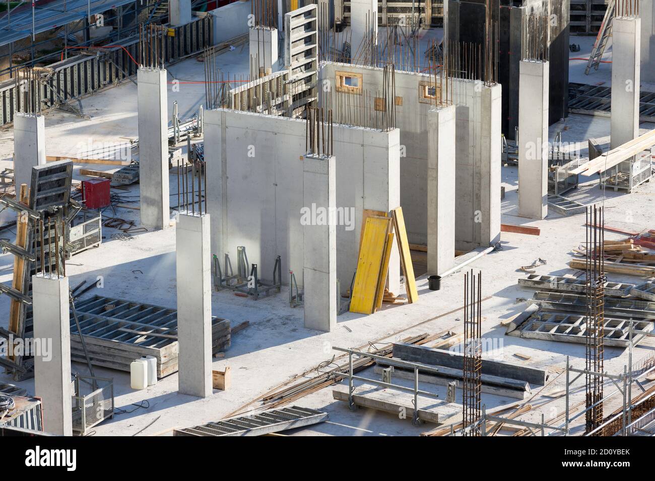 pareti in cemento sul cantiere Foto Stock