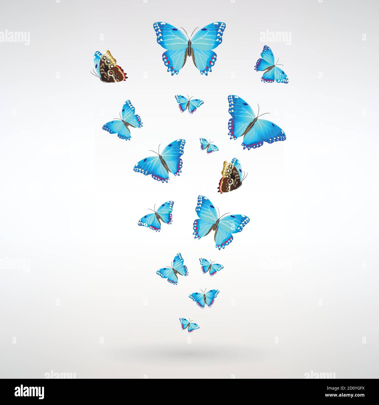 gregge di farfalle blu su uno sfondo chiaro Illustrazione Vettoriale