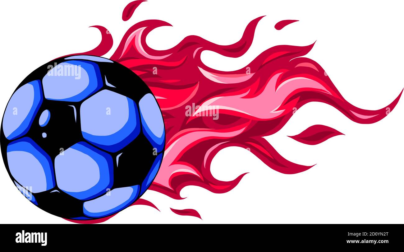 palla di calcio sul fuoco vettore disegno di illustrazione Illustrazione Vettoriale