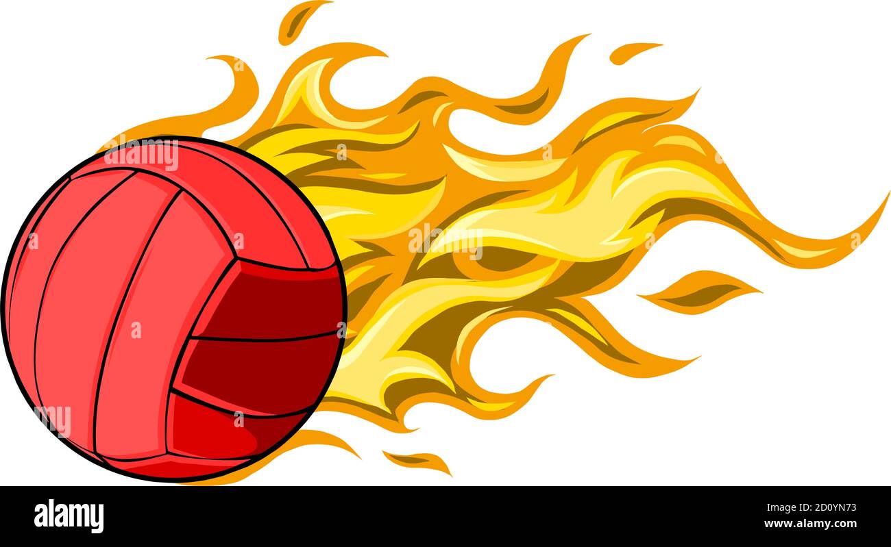 Flying Fire Volley Ball Vector Illustrazione per la progettazione di modelli Illustrazione Vettoriale