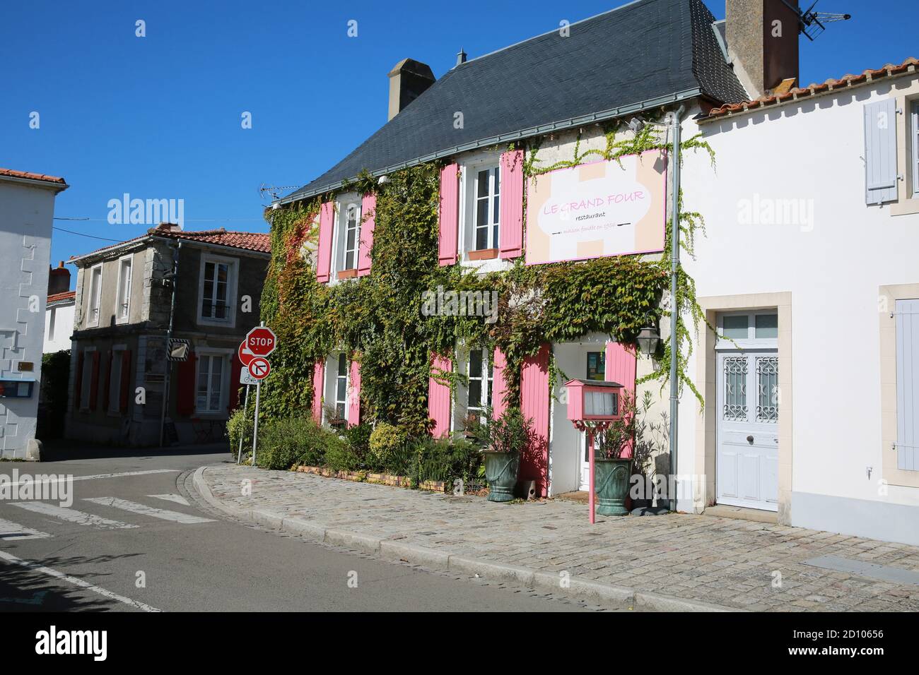 Le Grand 4 ristorante, 1 rue de la cura,Noirmoutier en L'île, Noirmoutier island, la Vendée, Pays de la Loire, Francia Foto Stock