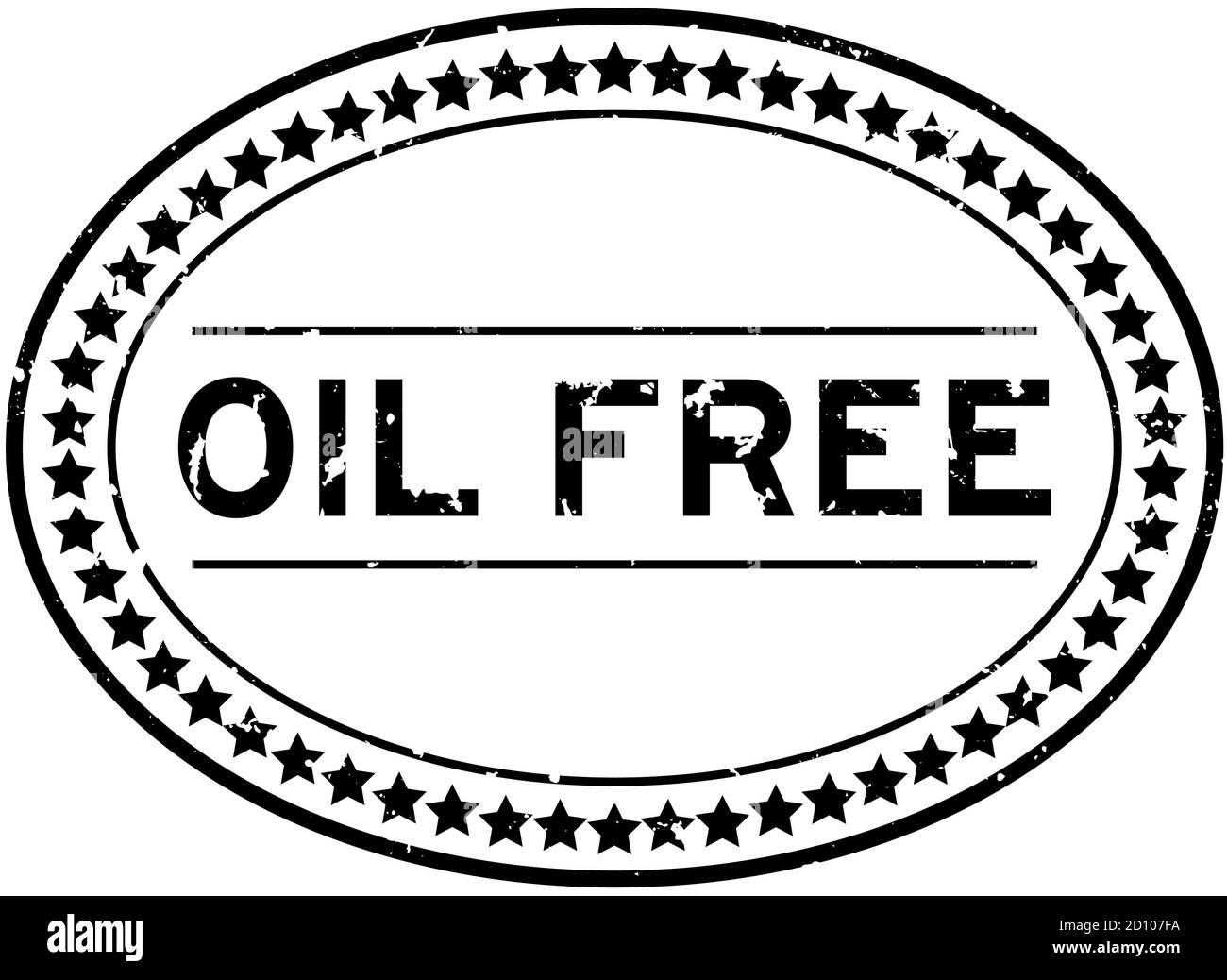 Grunge parola nera senza olio guarnizione ovale in gomma stampigliata su sfondo bianco Illustrazione Vettoriale