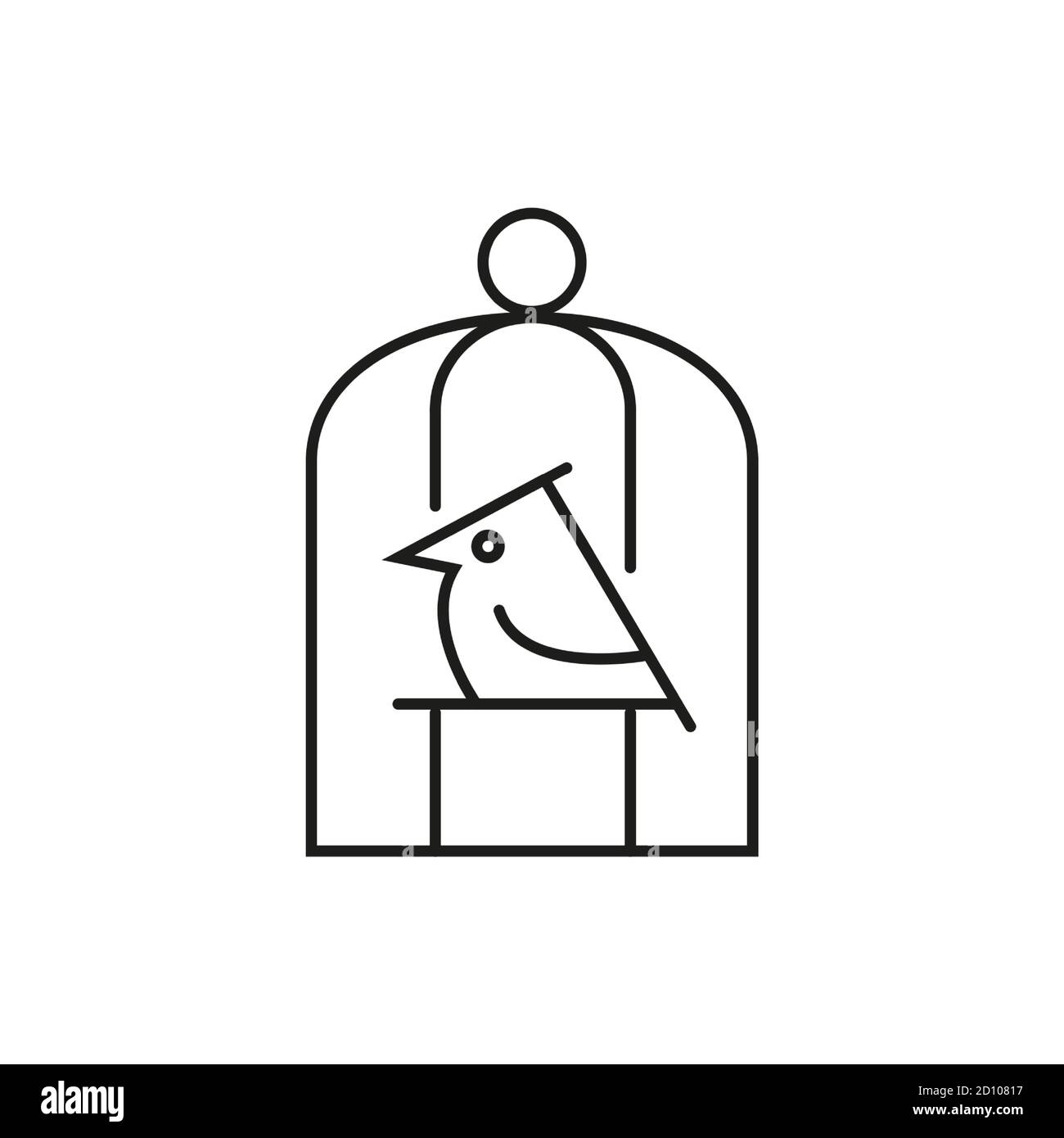 icona "bird in cell" dell'elemento di veterinario per il concetto mobile e le app web. L'icona di un uccello sottile nella cella può essere utilizzata per il Web e i dispositivi mobili. Icona Premium su bianco Illustrazione Vettoriale
