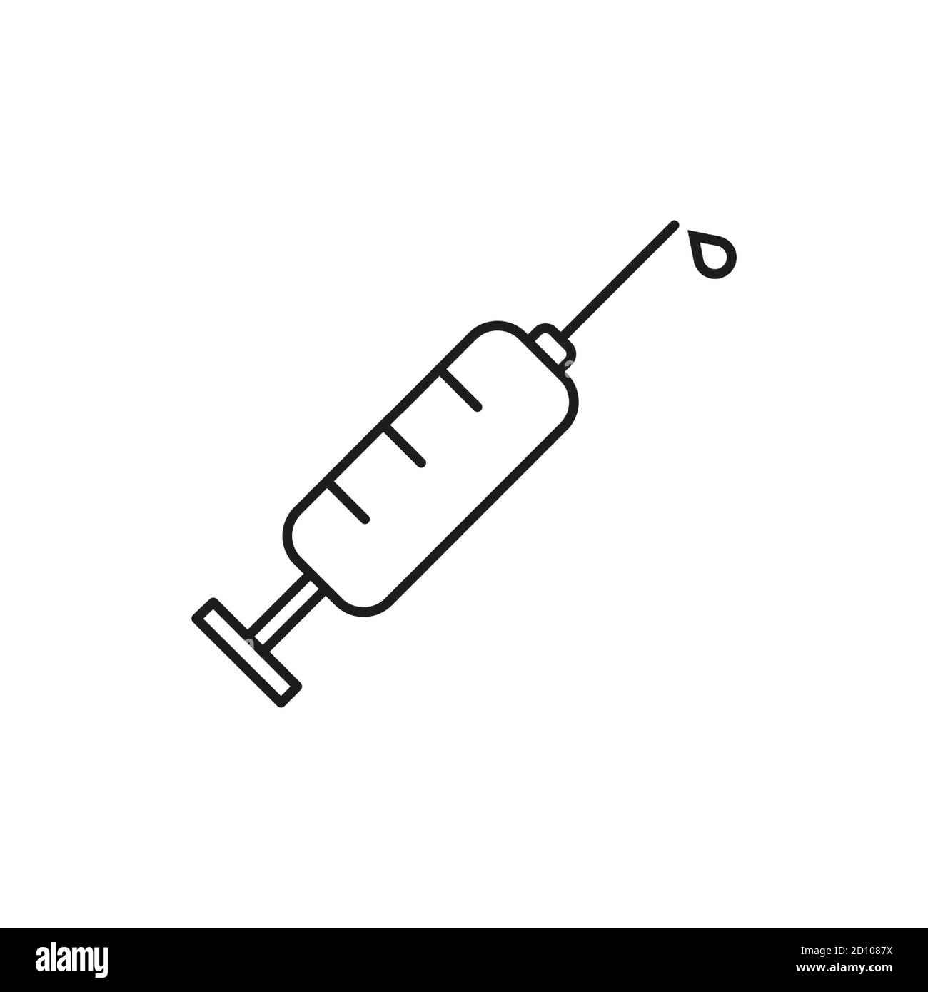 icona siringa dell'icona del veterinario per il concetto mobile e le applicazioni web. L'icona della siringa a linea sottile può essere utilizzata per il Web e i dispositivi mobili. Icona Premium su bianco Illustrazione Vettoriale