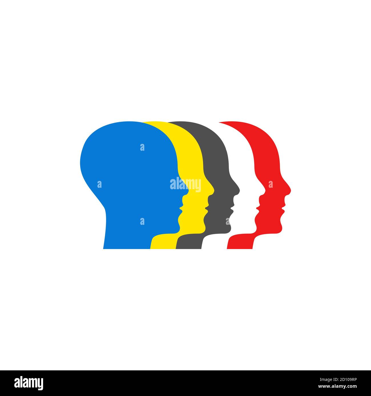 Profili della testa umana. Logo per l'icona di Psicologia orsono. Cartello del personale Illustrazione Vettoriale