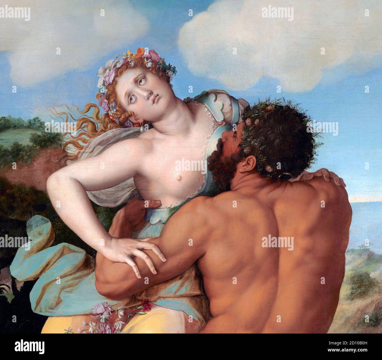 L'adduzione di Proserpina di Alessandro Allori (1535-1607), olio su pannello, 1570. Il dipinto mostra Plutone che coglie Proserpina (greco, Persefone) per riportarla nel suo regno Foto Stock