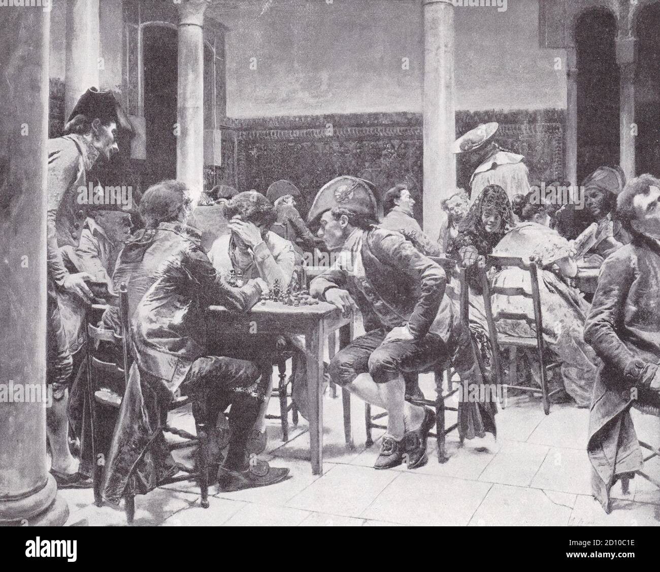 "Una mossa difficile!" - scena di un caffè spagnolo durante il periodo della guerra peninsulare 2 maggio 1808 – 17 aprile 1814. Foto Stock