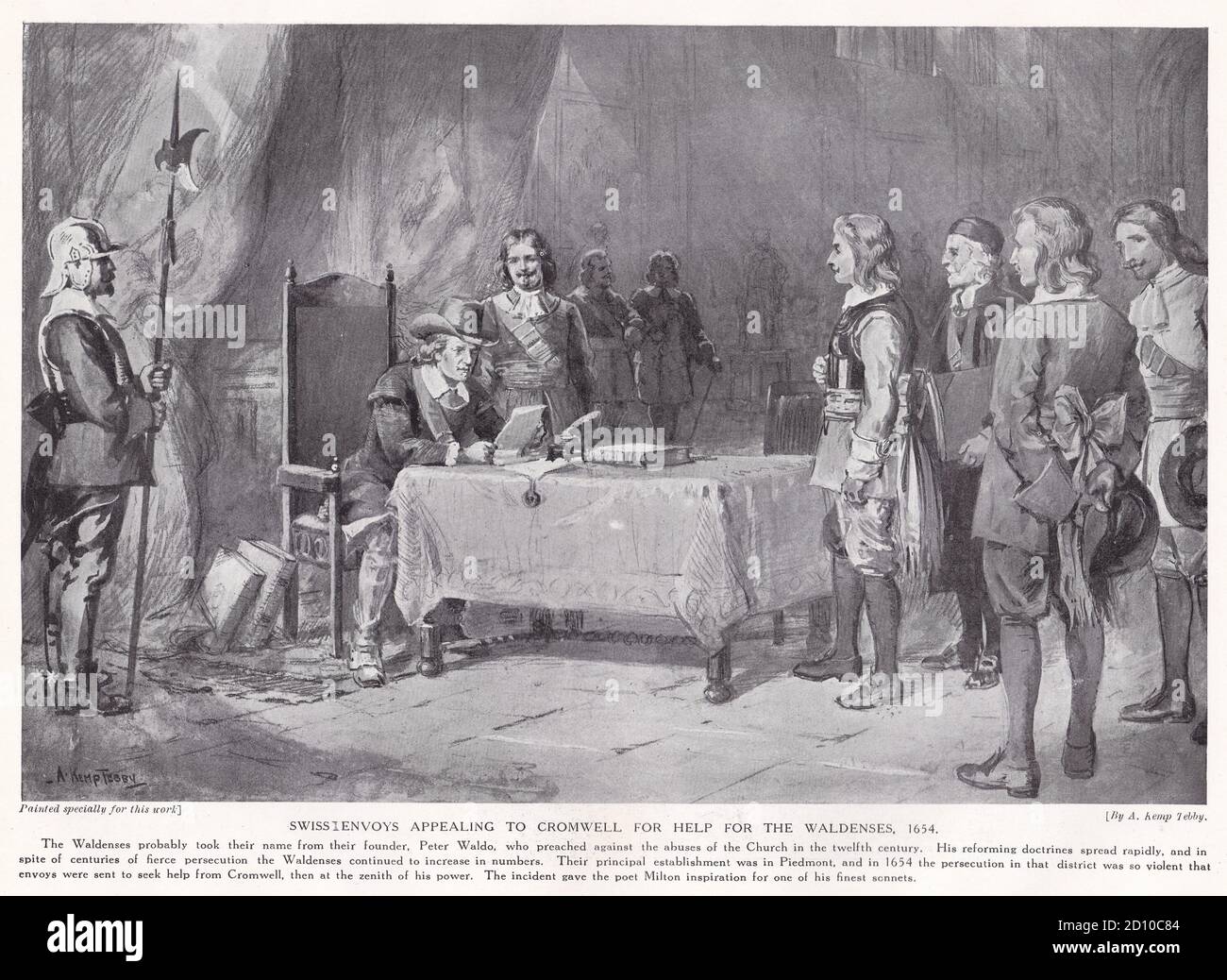 Gli inviati svizzeri si rivolgono a Cromwell per l'aiuto con i Valdesi 1654 Foto Stock