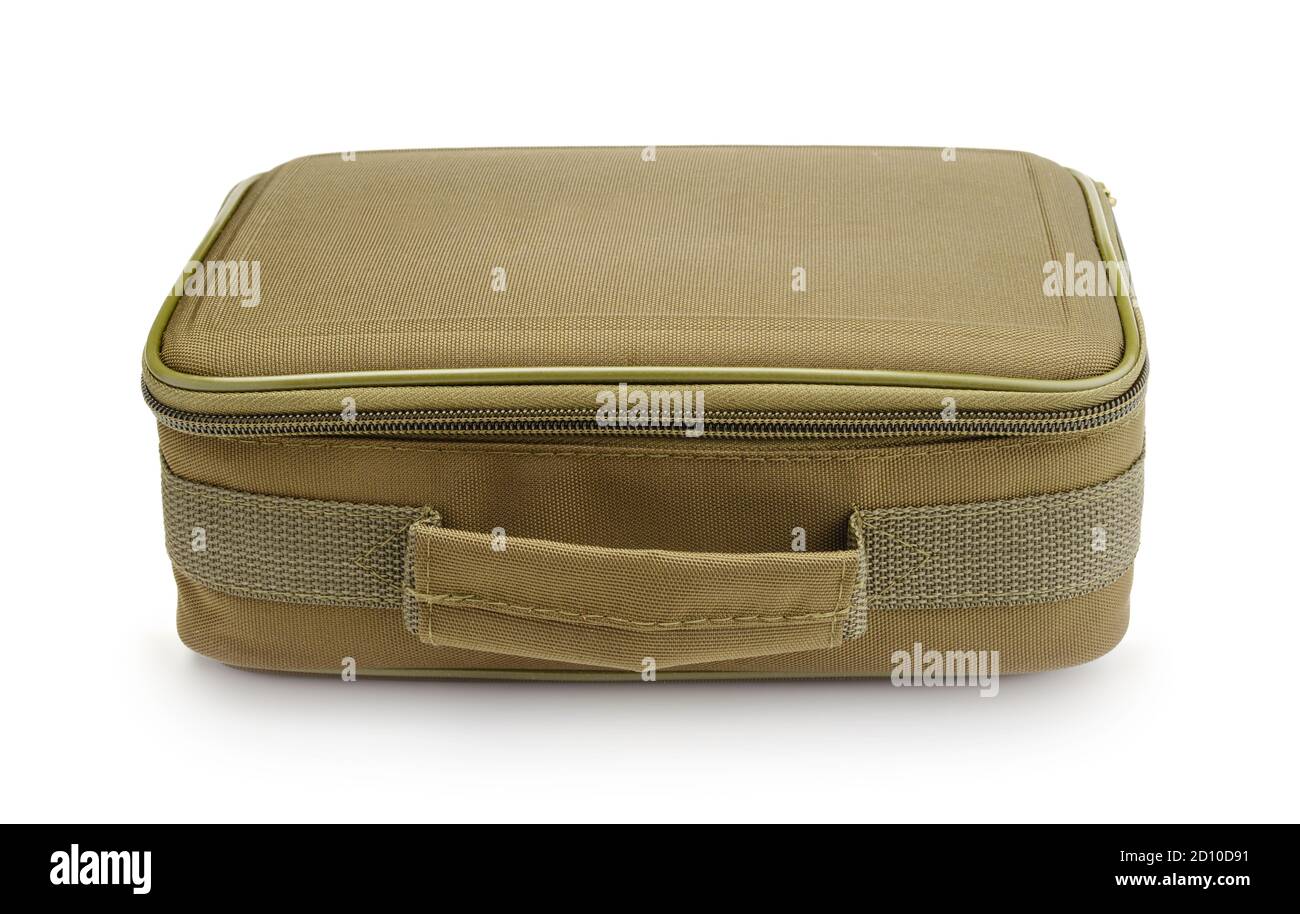 Sacchetto in tessuto morbido verde isolato su bianco. Foto Stock