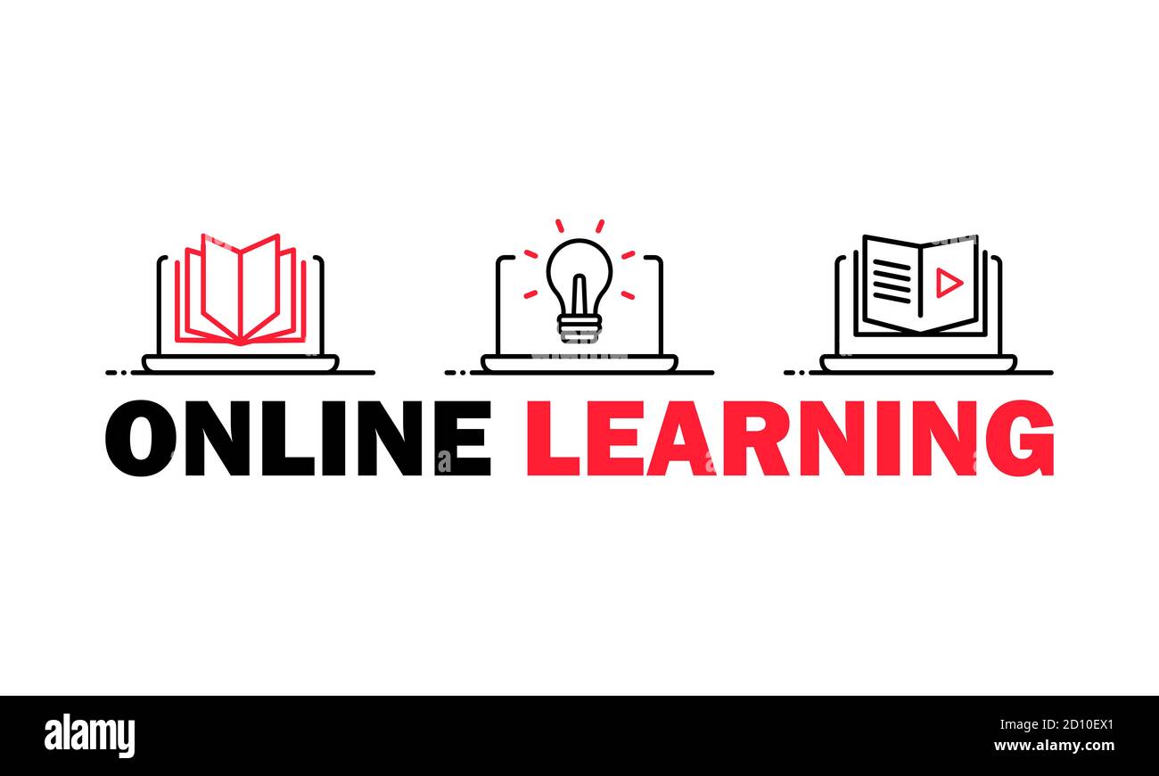 Icona formazione online. Studiare a casa. Vettore su sfondo bianco isolato. EPS 10 Illustrazione Vettoriale