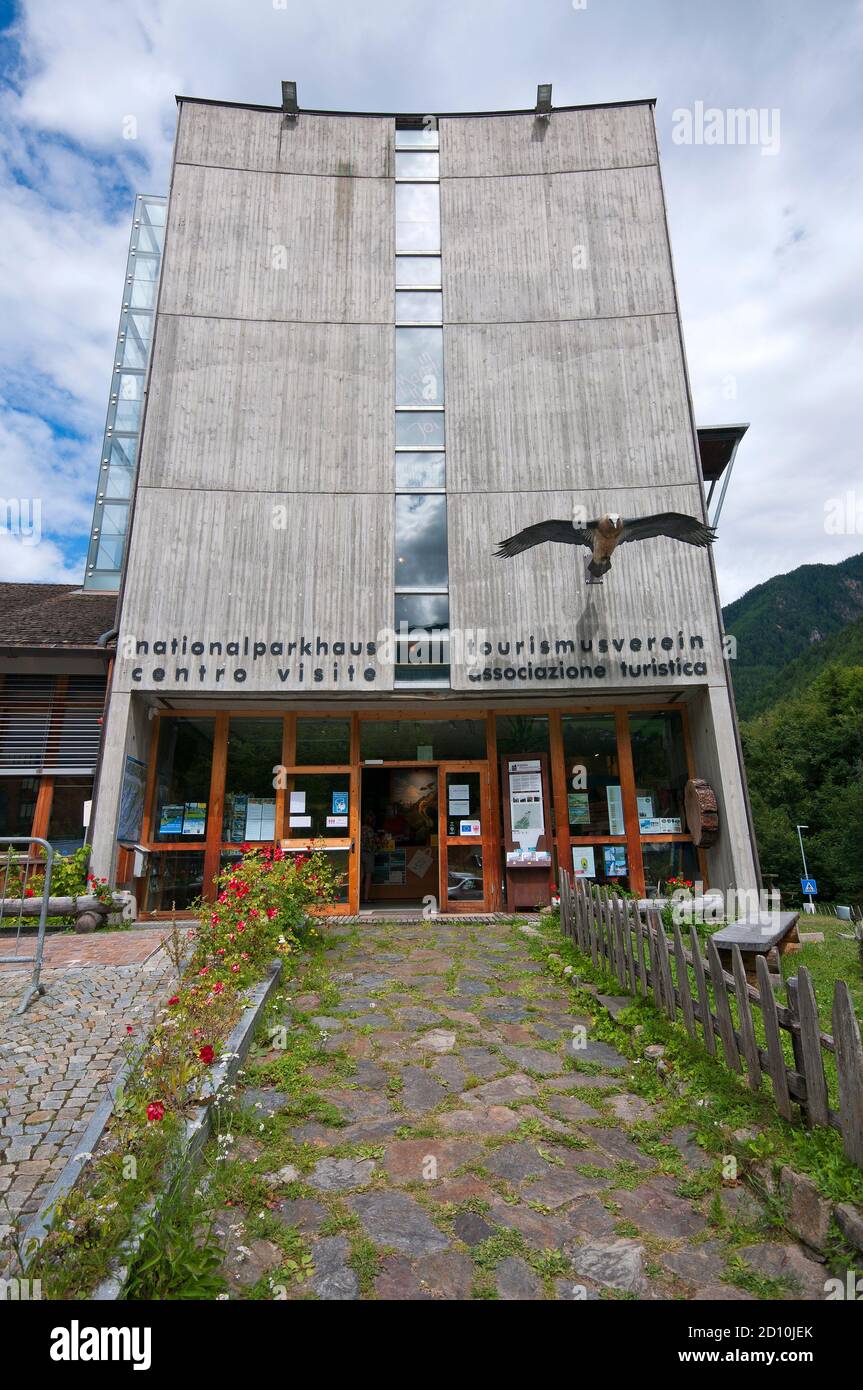 Parco Nazionale dello Stelvio Centro visite Culturamartell, Valle Martell (Martelltal), Bolzano, Trentino-Alto Adige, Italia Foto Stock