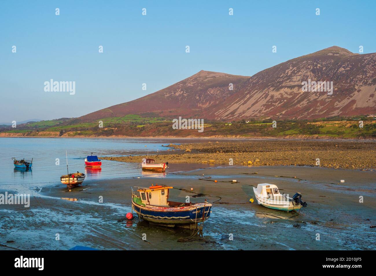 Porto di Trefor sulla costa di Gwynedd nel Galles del Nord Foto Stock