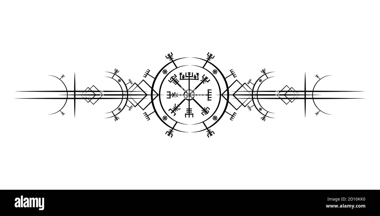 Magic antico vichingo art deco, Vevisir magico bussola di navigazione  antica. I Vichinghi usarono molti simboli secondo la mitologia norrena, su  bianco Immagine e Vettoriale - Alamy