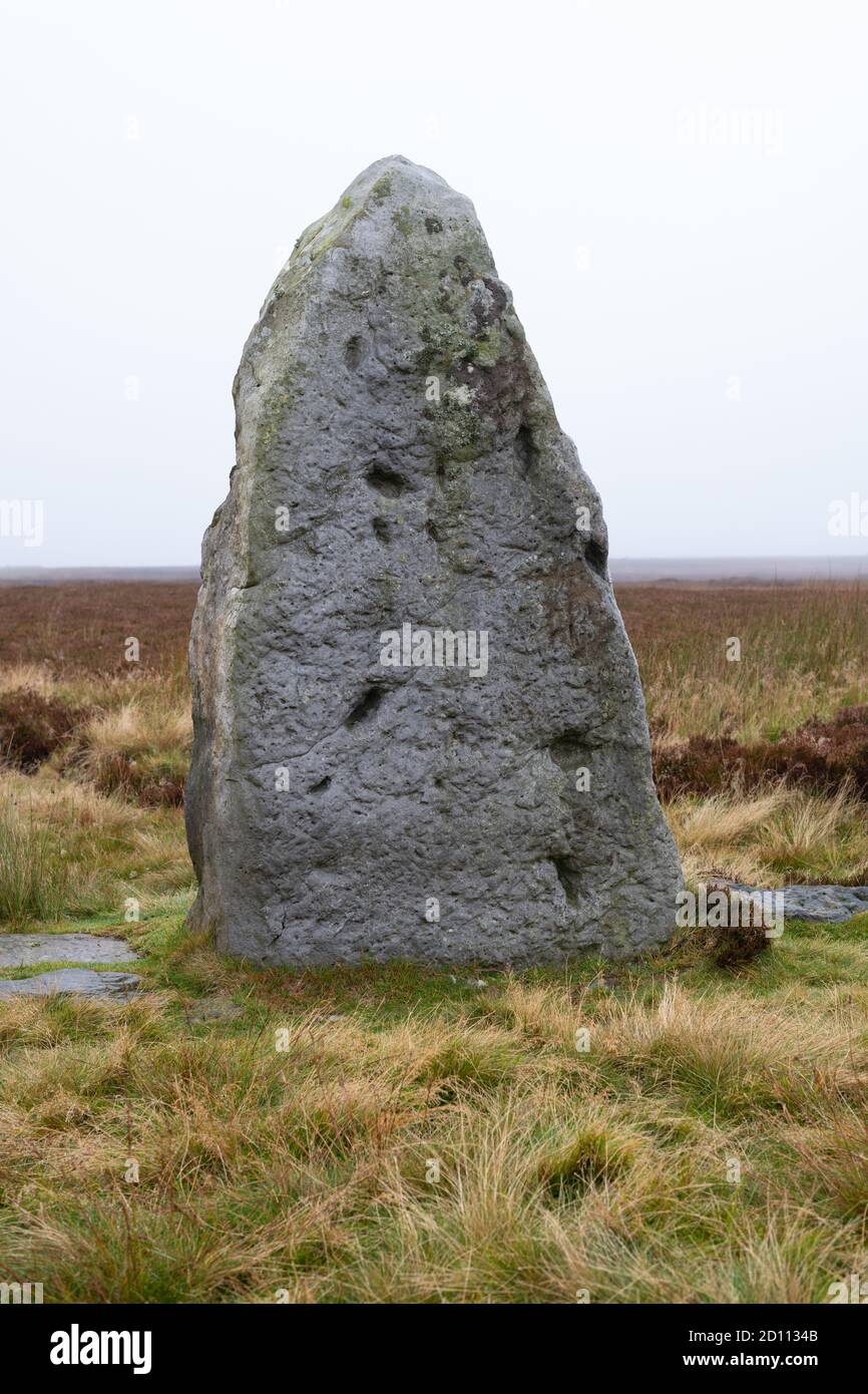 Millennium Stone, Danby High Moor, North York Moors National Park, Inghilterra, Regno Unito Foto Stock