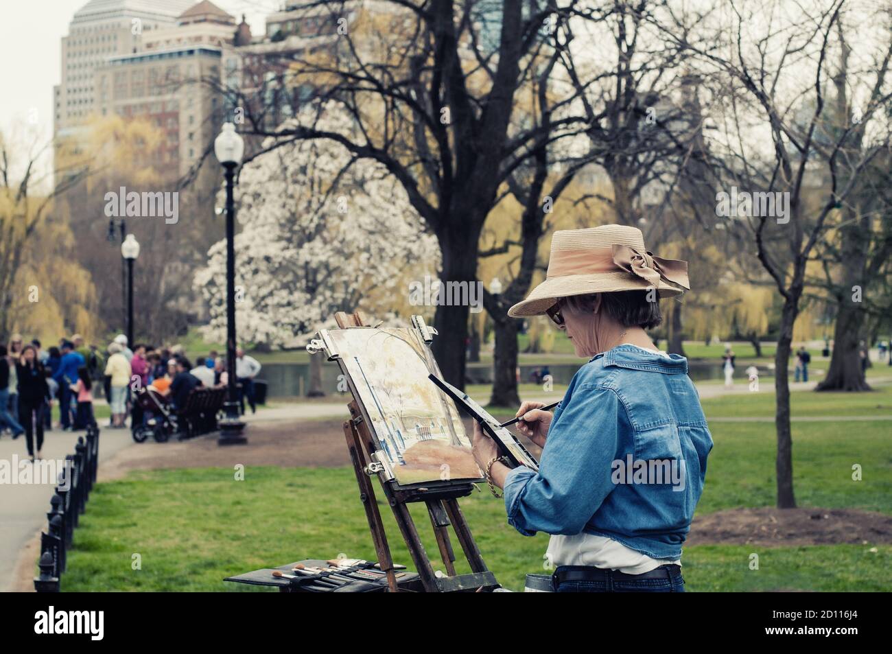 Artist paoling in Boston Commons Foto Stock