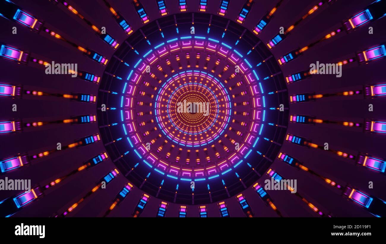 Sci-fi illuminante laser Circular Loop 4k uhd 3d illustrazione sfondo Foto Stock Sci-fi illuminante laser Circular Loop 4k uhd 3d illustrazione sfondo Foto Stock