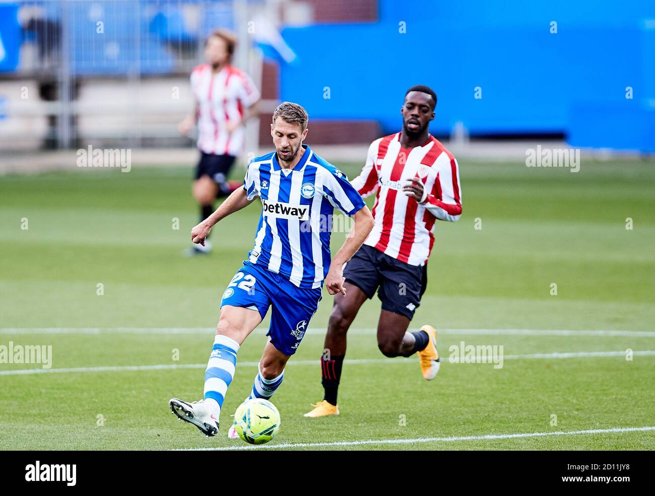 Florian Lejeune di Deportivo Alaves durante il campionato spagnolo la Partita di calcio Liga tra Deportivo Alaves e Athletic Club De Bilb Foto Stock