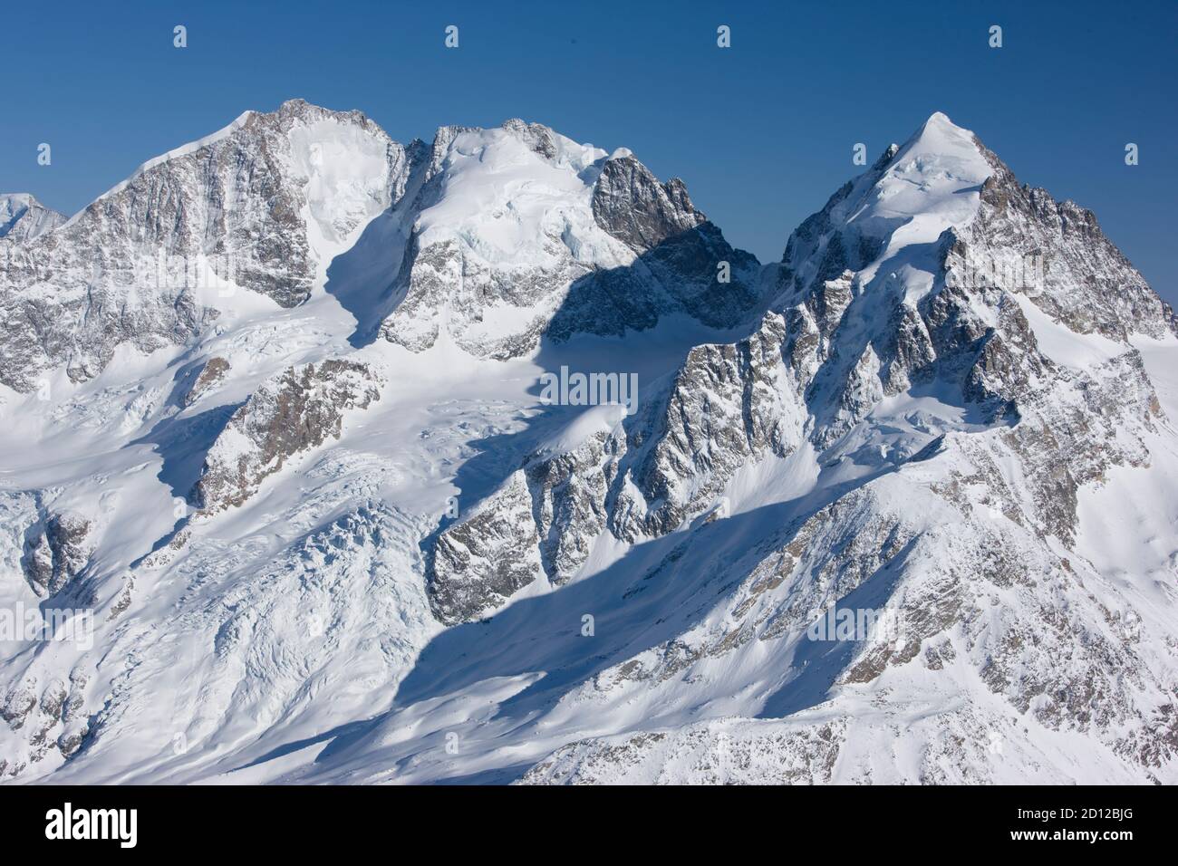 Geografia / viaggio, Svizzera, Piz Bernina e Piz Roseg, vista dal Corvatsch, gruppo Bernina, it, Additional-Rights-Clearance-Info-non-disponibile Foto Stock