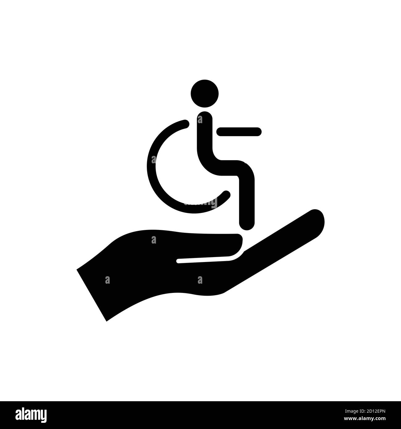 Icona persone anziane. Icona seduta su una sedia a rotelle. Vettore modello di progetto Illustrazione Vettoriale