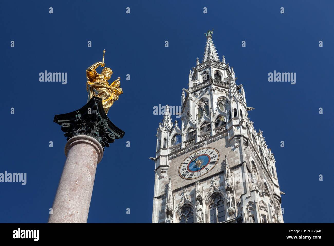 Geografia / viaggio, Germania, Baviera, Monaco, colonna mariana di fronte al nuovo municipio sulla Marienpla, diritti aggiuntivi-clearance-Info-non-disponibile Foto Stock