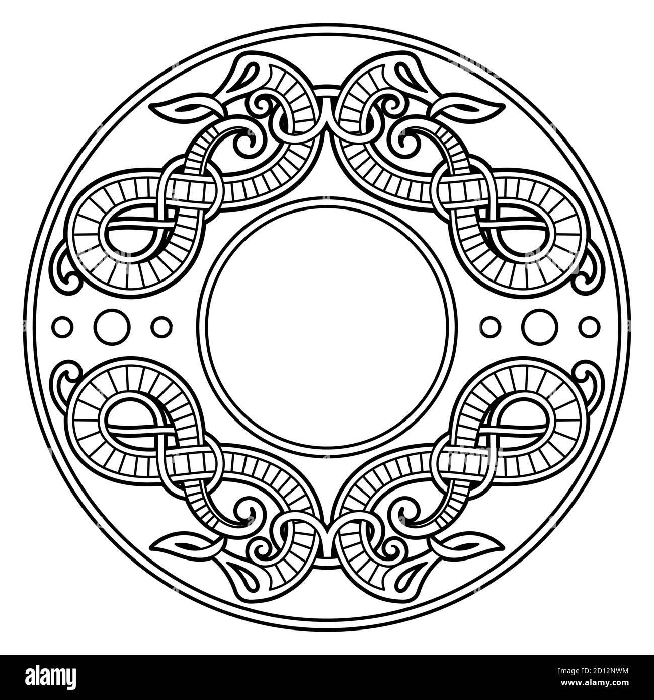 Vecchio design norreno. Draghi in antico stile scandinavo Illustrazione Vettoriale