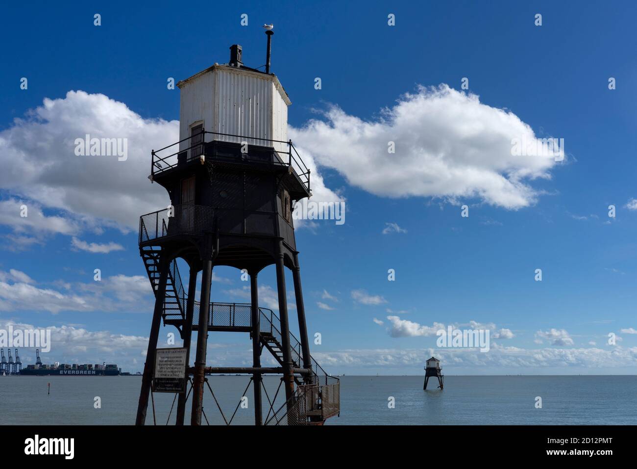 Vecchio faro di legno, Dovercourt, Harwich, Essex Foto Stock