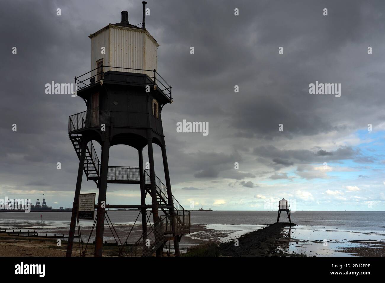 Vecchio faro di legno, Dovercourt, Harwich, Essex Foto Stock