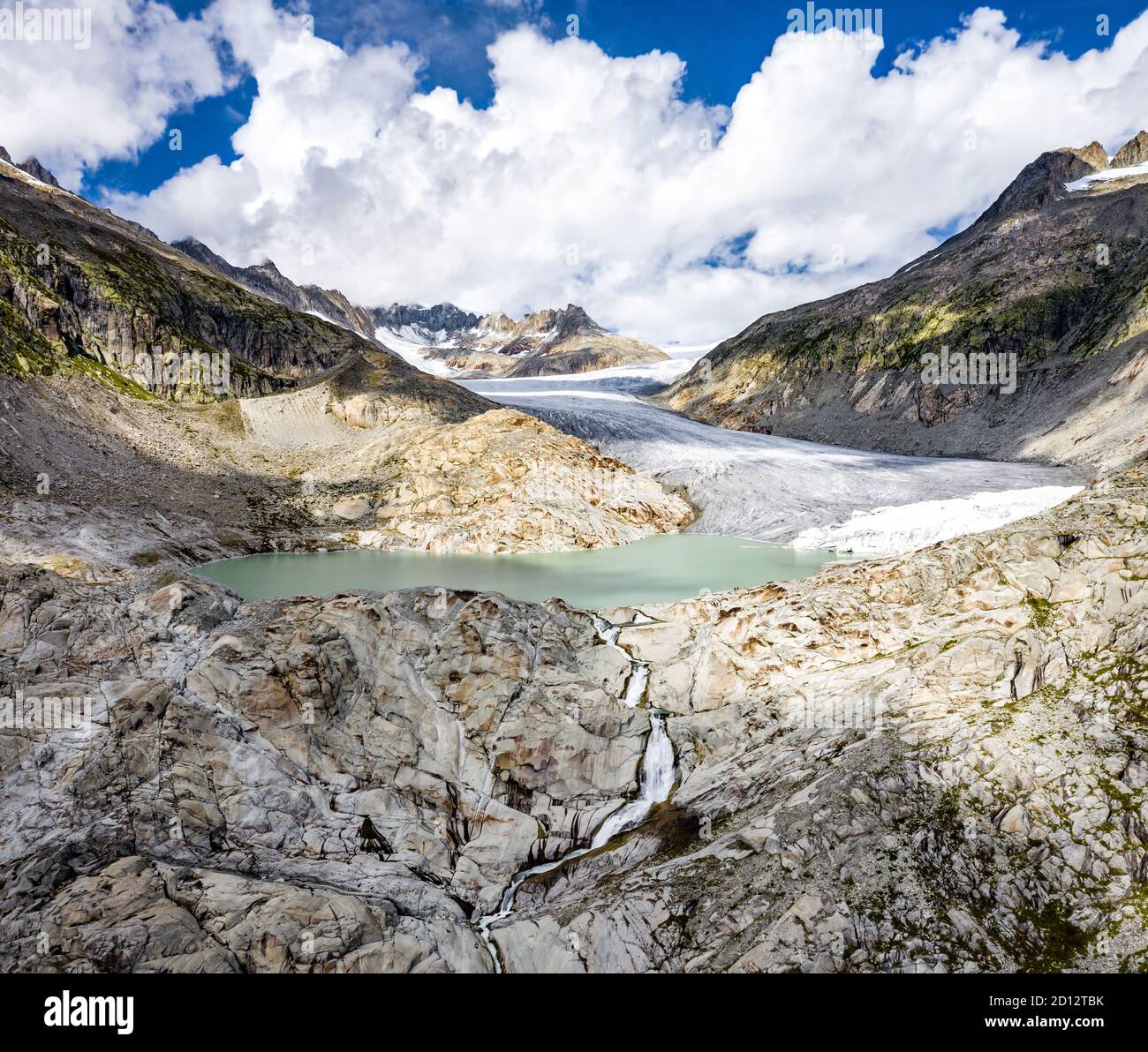 Il Ghiacciaio del Rodano, la sorgente del Rodano al Passo di Furka in Svizzera Foto Stock