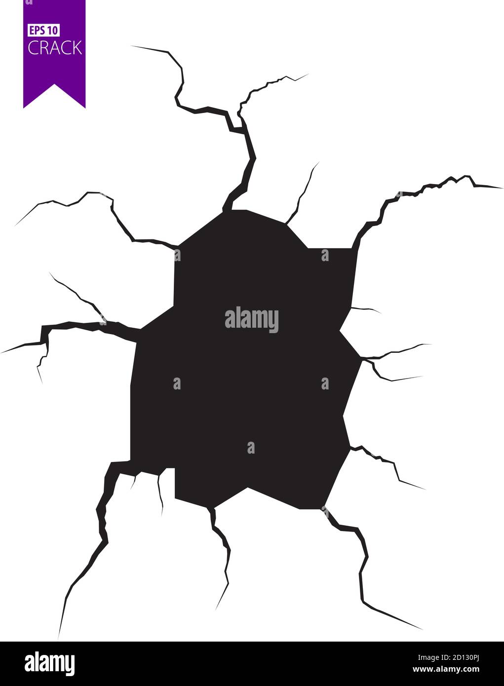 Incrinature del terreno. Sisma e crepe di terra, effetto di buco, craquelure e tessuto di parete danneggiato. Le illustrazioni vettoriali possono essere utilizzate per argomenti quali terremoto, crash, distruzione Illustrazione Vettoriale