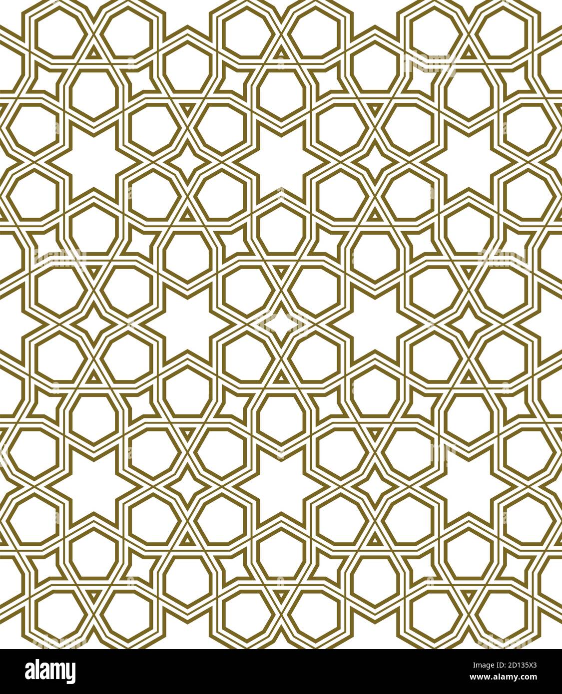 Decorazioni geometriche senza cuciture basate su arte arabica tradizionale.linee di colore marrone.ottimo design per tessuto, tessuto, copertina, carta da imballaggio, sfondo. Illustrazione Vettoriale