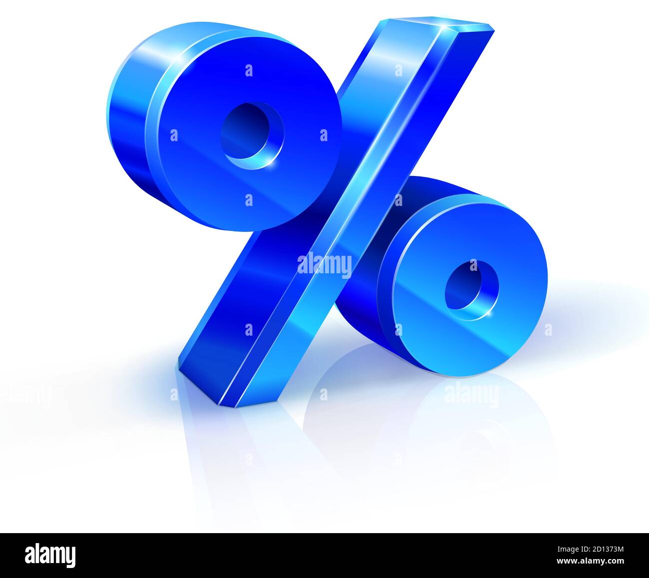 Segno di persente blu lucido. Illustrazione 3d su sfondo bianco. Illustrazione Vettoriale