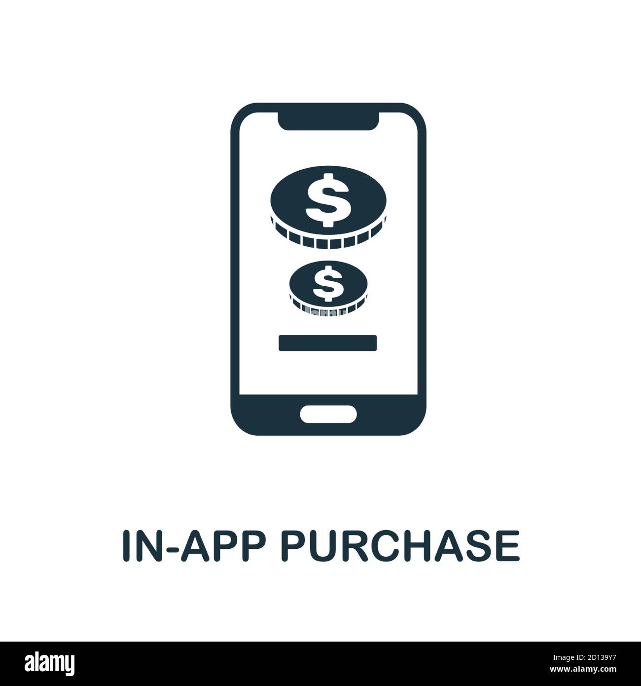 Icona di acquisto in-App. Elemento semplice della raccolta di sviluppo delle app. Icona di acquisto in-App compilata per modelli, infografiche e altro ancora Illustrazione Vettoriale