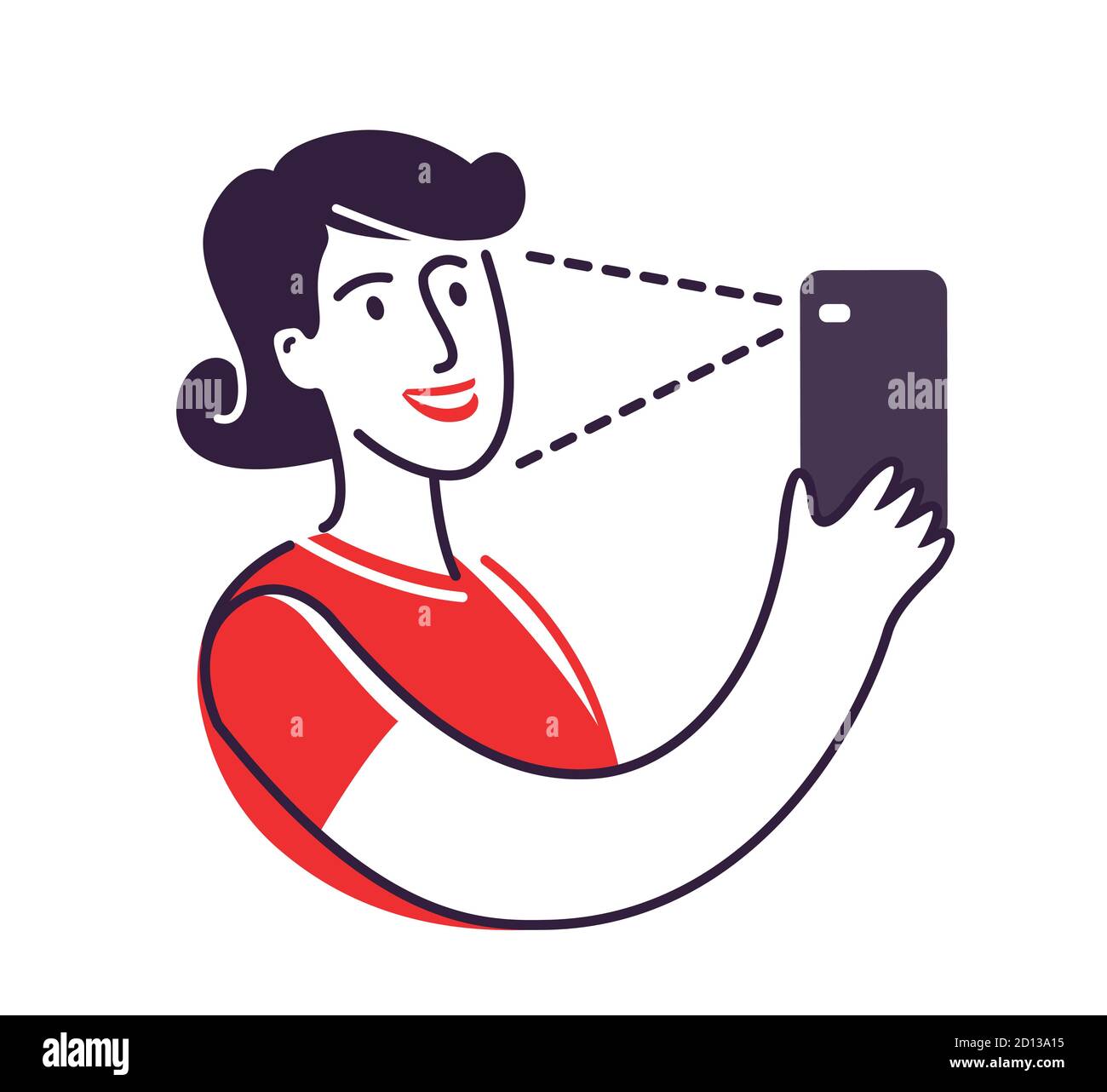 Verifica, simbolo di autenticazione. Illustrazione vettoriale del concetto di profilo biometrico Illustrazione Vettoriale