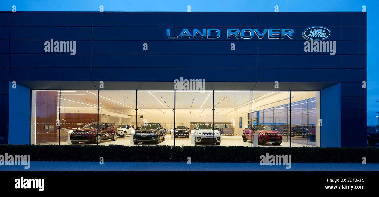 Concessionaria Jaguar Land rover, Boston, Inghilterra orientale, Regno Unito Foto Stock
