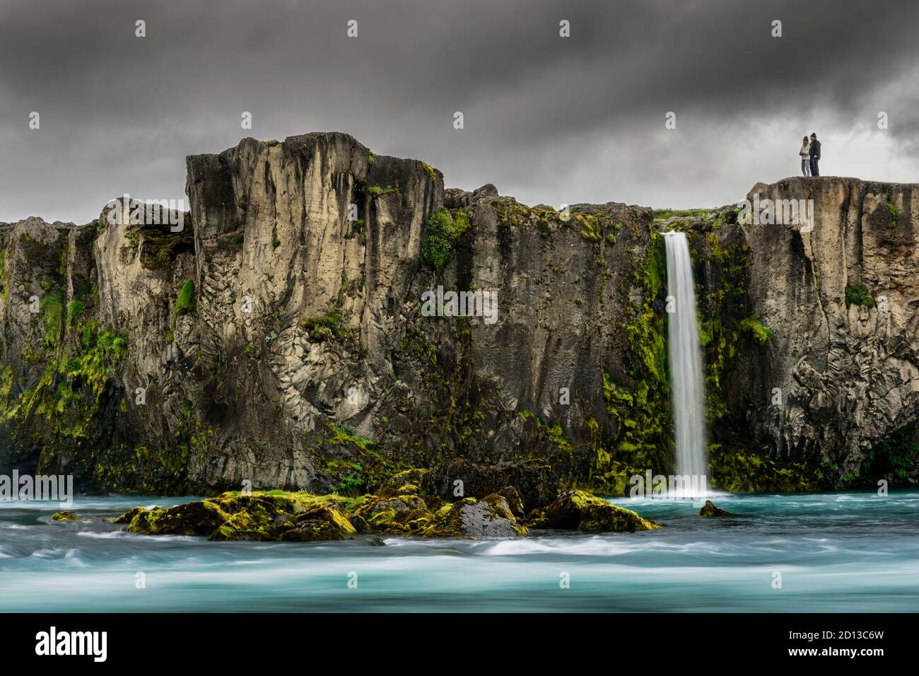 Una delle cascate laterali più piccole di Goðafoss. Foto Stock