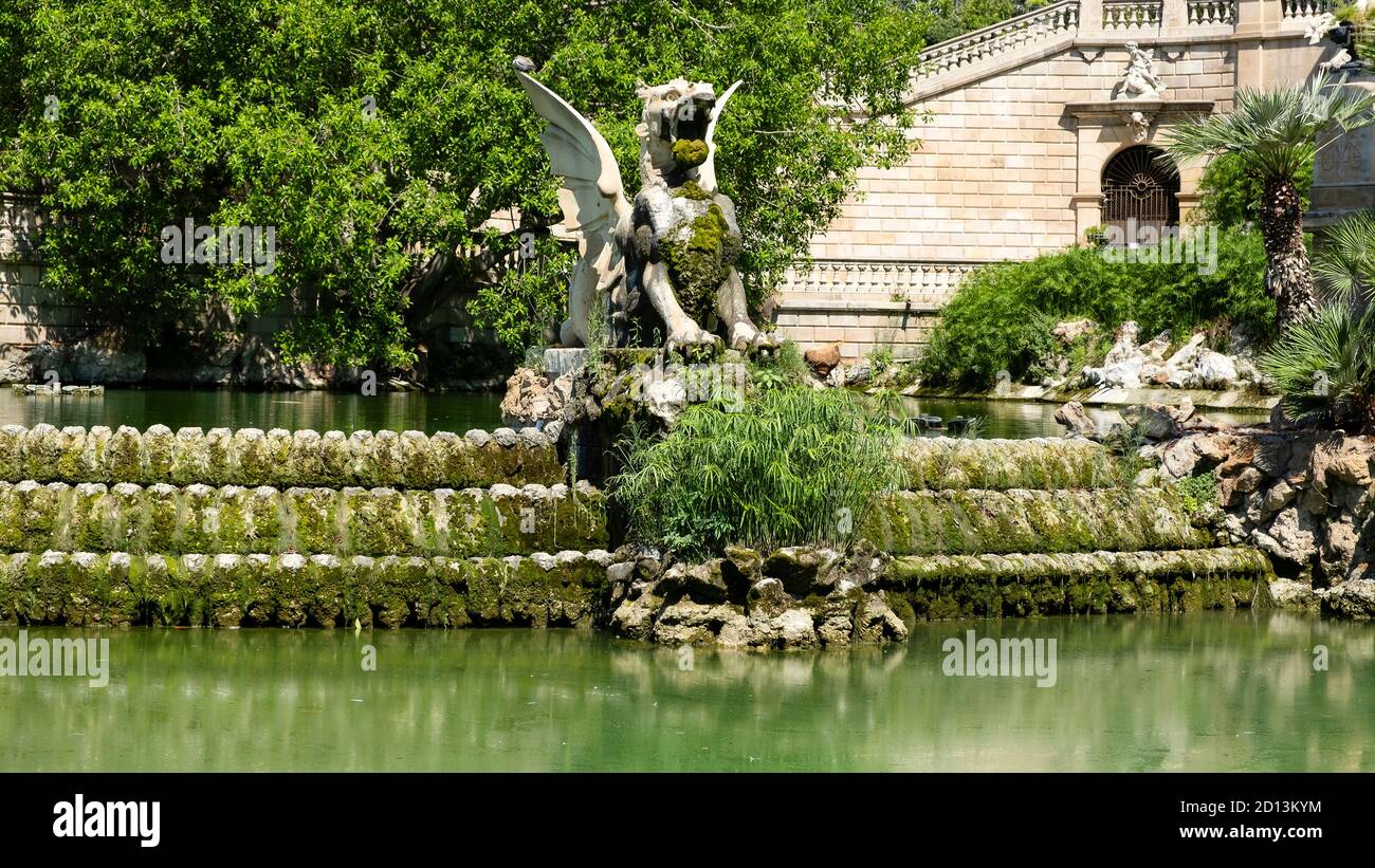 Fontana al Parc de la Ciutadella. Parco della Cittadella, Barcellona Foto Stock