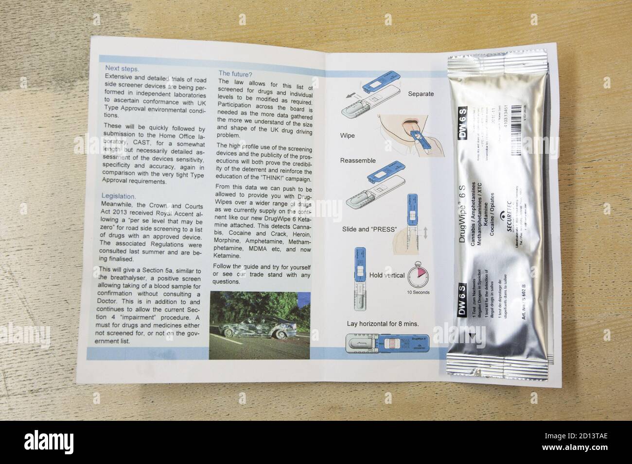 Road Side Drug Test Kit, Hampshire, Regno Unito, 20 gennaio 2015 Foto Stock