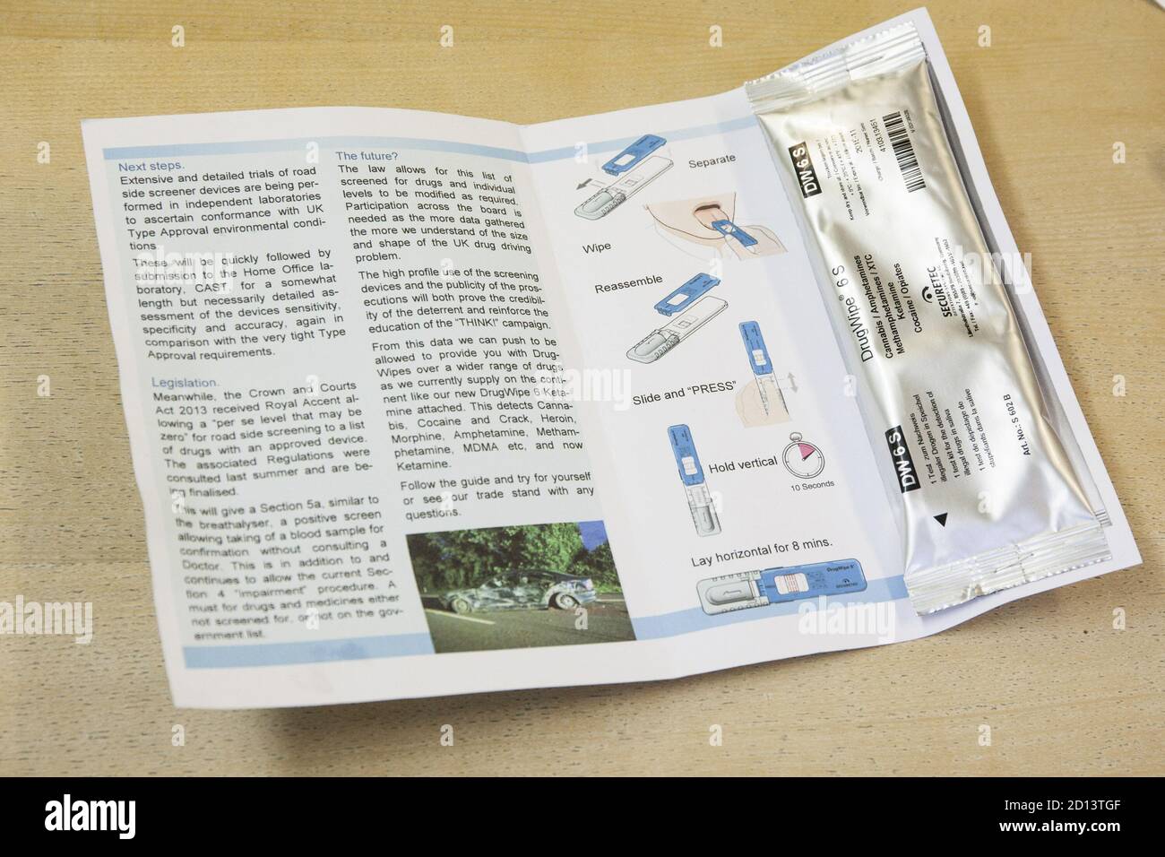 Road Side Drug Test Kit, Hampshire, Regno Unito, 20 gennaio 2015 Foto Stock