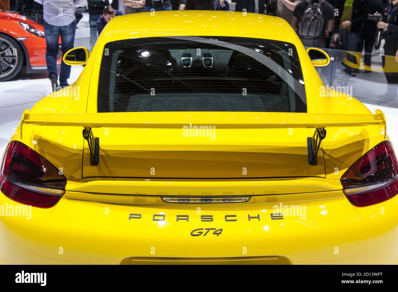 La Porsche Cayman GT4 2016 al Motor Show di Ginevra 2015, 5 marzo 2015 Foto Stock