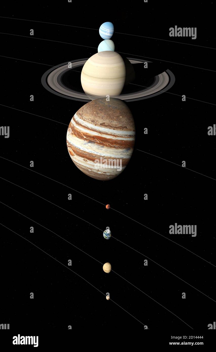 Pianeti del sistema solare 3D rendering Foto Stock