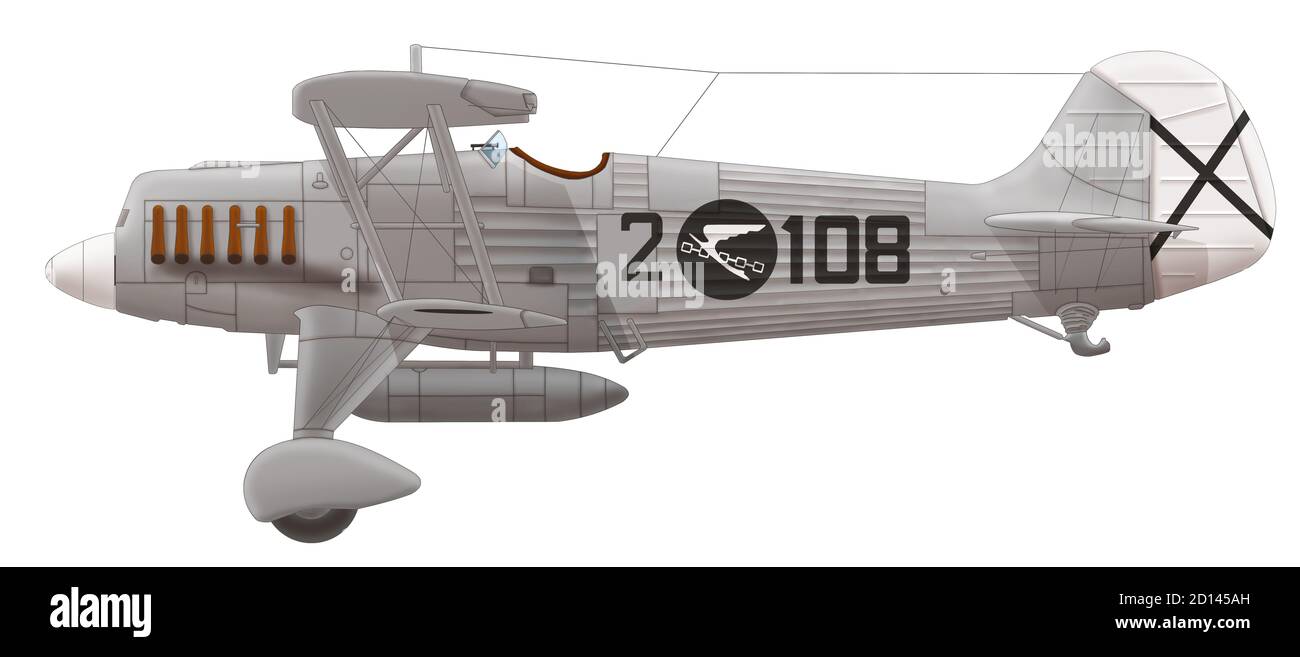 Heinkel He 51C (2○108) del Jagdgruppe 88 (Gruppo combattente 88), Legion Condor, inizio 1937 Foto Stock