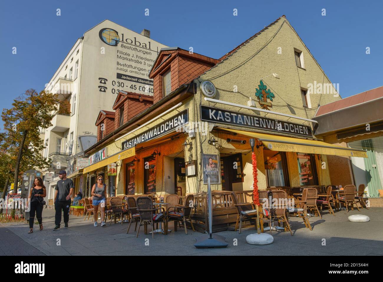 Ristorante, castagneto, Residenzstrasse, villaggio Reinicken, Berlino, Germania, Gaststaette, Kastanienwaeldchen, Reinickendorf, Deutschland Foto Stock